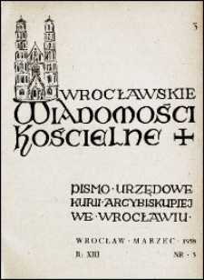 Wrocławskie Wiadomości Kościelne. R. 13, 1958, nr 3