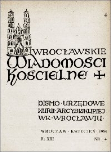 Wrocławskie Wiadomości Kościelne. R. 13, 1958, nr 4