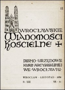 Wrocławskie Wiadomości Kościelne. R. 13, 1958, nr 11