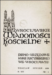 Wrocławskie Wiadomości Kościelne. R. 14, 1959, nr 1