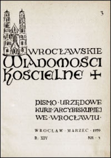 Wrocławskie Wiadomości Kościelne. R. 14, 1959, nr 3