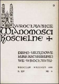 Wrocławskie Wiadomości Kościelne. R. 14, 1959, nr 9