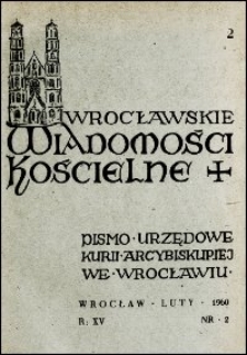 Wrocławskie Wiadomości Kościelne. R. 15, 1960, nr 2
