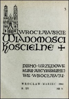 Wrocławskie Wiadomości Kościelne. R. 15, 1960, nr 3