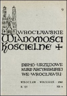 Wrocławskie Wiadomości Kościelne. R. 15, 1960, nr 9