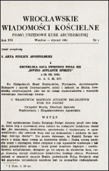 Wrocławskie Wiadomości Kościelne. R. 16, 1961, nr 1