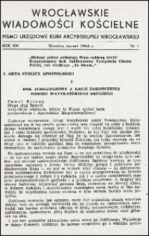 Wrocławskie Wiadomości Kościelne. R. 21, 1966, nr 1