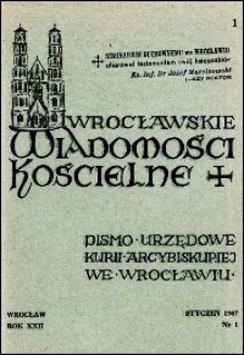 Wrocławskie Wiadomości Kościelne. R. 22, 1967, nr 1