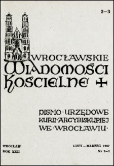 Wrocławskie Wiadomości Kościelne. R. 22, 1967, nr 2-3