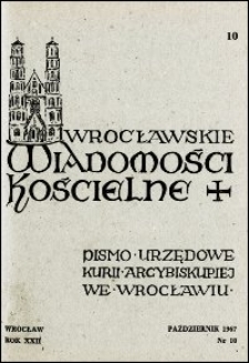 Wrocławskie Wiadomości Kościelne. R. 22, 1967, nr 10