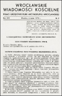 Wrocławskie Wiadomości Kościelne. R. 25, 1970, nr 9