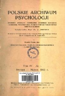 Polskie Archiwum Psychologji : Tom IV, nr 1