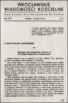 Wrocławskie Wiadomości Kościelne. R. 29, 1974, nr 6
