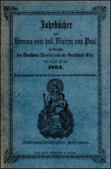 Jahrbücher des Vereins vom heil. Vincenz von Paul im Bereiche des Bisthums Breslau und der Graffschaft Glatz. Jg. 37 (1894)