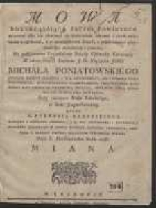 Mowa Roztrząsaiąca Skutki Powietrza stosowne albo nie stosowne do zachowania zdrowia i życia człowieka w og&oacute;lności, a w szczeg&oacute;lności dzieci, z przełożeniem przyzwoitego zaradzenia i ratunku, Na Publicznym Posiedzeniu Szkoły Gł&oacute;wney Koronney Z okoliczności Imienin J. O. Xsiążęcia Jmci Michała Poniatowskiego [&hellip;] Przy zaczęciu Roku Szkolnego [&hellip;] Dnia 6. Października Roku 1787. Miana