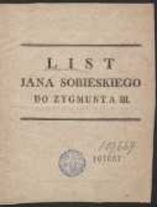 List Jana Sobieskiego Do Zygmunta III