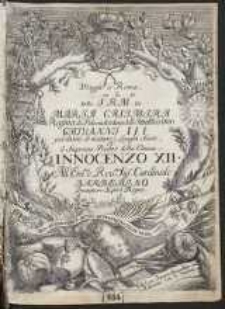 Viaggio a Roma Della S. R. M. Di Maria Casimira Regina Di Polonia Vedova dell&rsquo;Inuitissimo Giovanni III [&hellip;]