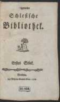 Allgemeine Schlesische Bibliothek. [Das J. 1778 St. 1–2]