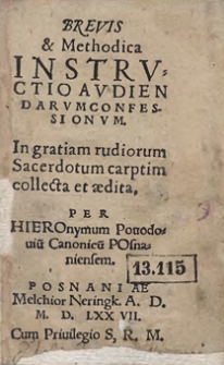 Brevis et methodica instructio audiendarum confessionum