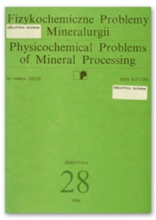 Fizykochemiczne Problemy Mineralurgii, zeszyt 28, 1994