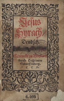Biblia. Apokrypha. Jesus Syrach