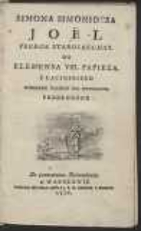 Simona Simonidesa Jo&euml;l Prorok Starozakonny Do Klemensa VIII. Papieza : Z Łacinskiego Wierszem Polskim Nie Rytmowym Przełozony