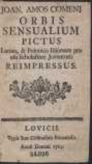 Joan. Amos Comeni Orbis Sensualium pictus Latino & Polonico Idiomate [...] Reimpressus