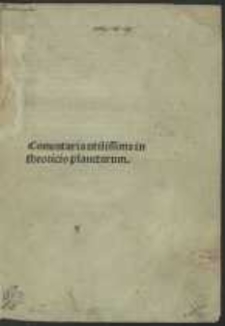 Commentum in Theoricas planetarum Georgii Purbachii cum additione Ioannis Ottonis de Valle Vracensi