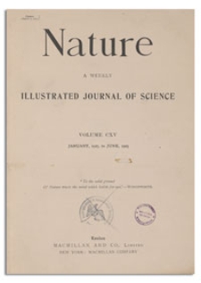 Nature : a Weekly Illustrated Journal of Science. Volume 115, 1925 January 31, [No. 2883]