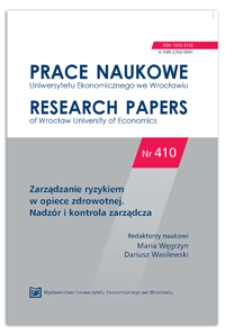 Organizacyjny błąd medyczny jako czynnik oceny ryzyka funkcjonowania ośrodków opieki zdrowotnej. Prace Naukowe Uniwersytetu Ekonomicznego we Wrocławiu = Research Papers of Wrocław University of Economics, 2015, Nr 410, s. 13-23