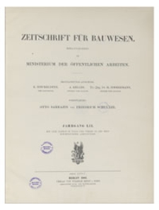 Zeitschrift für Bauwesen, Jr. LII, 1902, H. 1-3