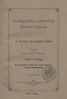 Die geologische Literatur der Provinz Schlesien und der Nachbargebiete