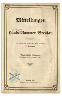 Mitteilungen der Handelskammer zu Breslau, 1917, Nr 1-12
