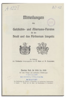 Mitteilungen des Geschichts- und Altertums-Vereins für die Stadt und das Fürstentum Liegnitz. H. 2, für 1906 und 1908