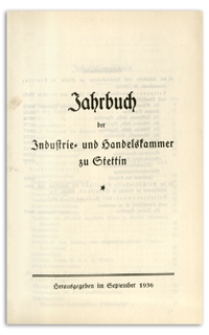Jahrbuch der Industrie- und Handelskammer zu Stettin. 1936