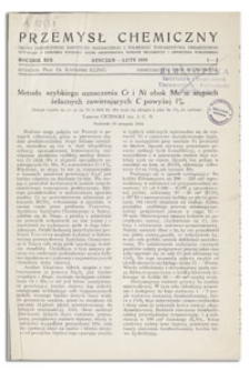 Przemysł Chemiczny : Organ Chemicznego Instytutu Badawczego i Polskiego Towarzystwa Chemicznego. R. XIX, styczeń-luty 1935, nr 1-2