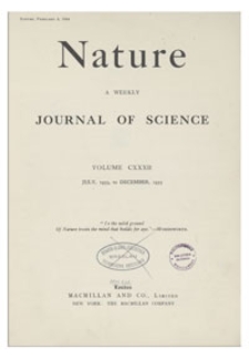 Nature : a Weekly Journal of Science. Volume 132, 1933 July 29, No. 3326