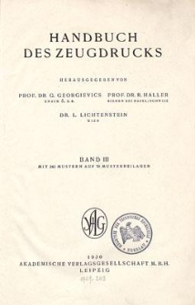 Handbuch des Zeugdrucks. Band 3