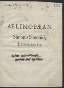 Aelinopaean Simonis Simonidae [...]