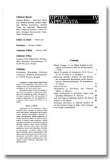 Contents [Optica Applicata, Vol. 4, 1974, nr 2]
