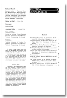 Research in Optics Carried out during the Period 1962-1972