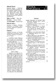 Contents [Optica Applicata, Vol. 5, 1975, nr 1]
