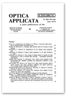 Contents [Optica Applicata, Vol. 31, 2001, nr 4]