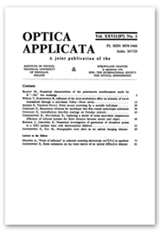 Contents [Optica Applicata, Vol. 27, 1997, nr 1]