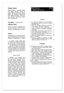 Contents [Optica Applicata, Vol. 8, 1978, nr 2]