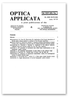 Contents [Optica Applicata, Vol. 25, 1995, nr 1]