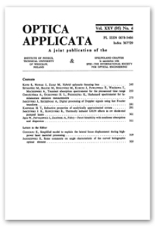 Contents [Optica Applicata, Vol. 25, 1995, nr 4]