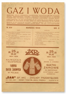 Gaz i Woda. R. XIV, marzec 1934, Nr 3