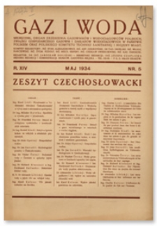 Gaz i Woda. R. XIV, maj 1934, Nr 5, Zeszyt Czechosłowacki