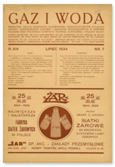 Gaz i Woda. R. XIV, lipiec 1934, Nr 7